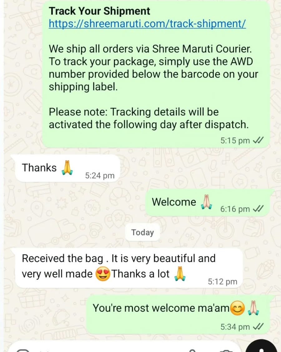 Customer review 5 of 5, shared on WhatsApp